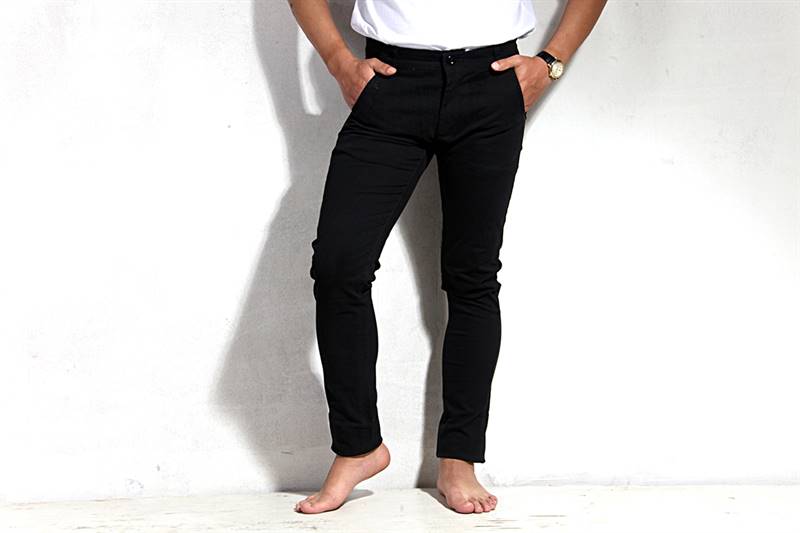 Mens Black Cotton Pants - IS015