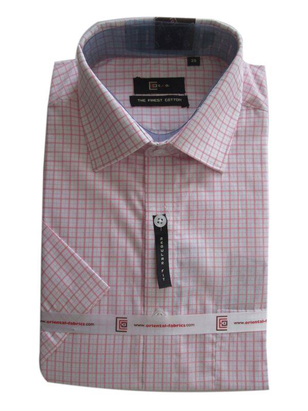 CEO Men's Pink Checkered Shirt (Half Sleeves) - Size 40