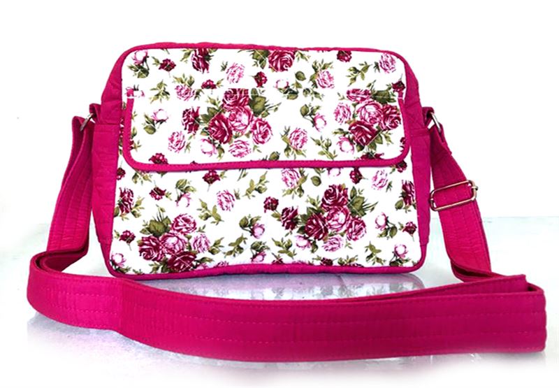 White & Pink Cotton Bag (Pink Roses) - NB-193B-2054