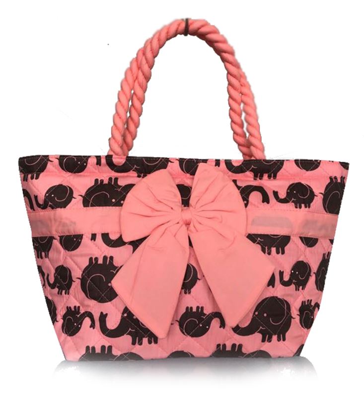 Pink with Elephant Print Cotton Bag - NB-52M 2044