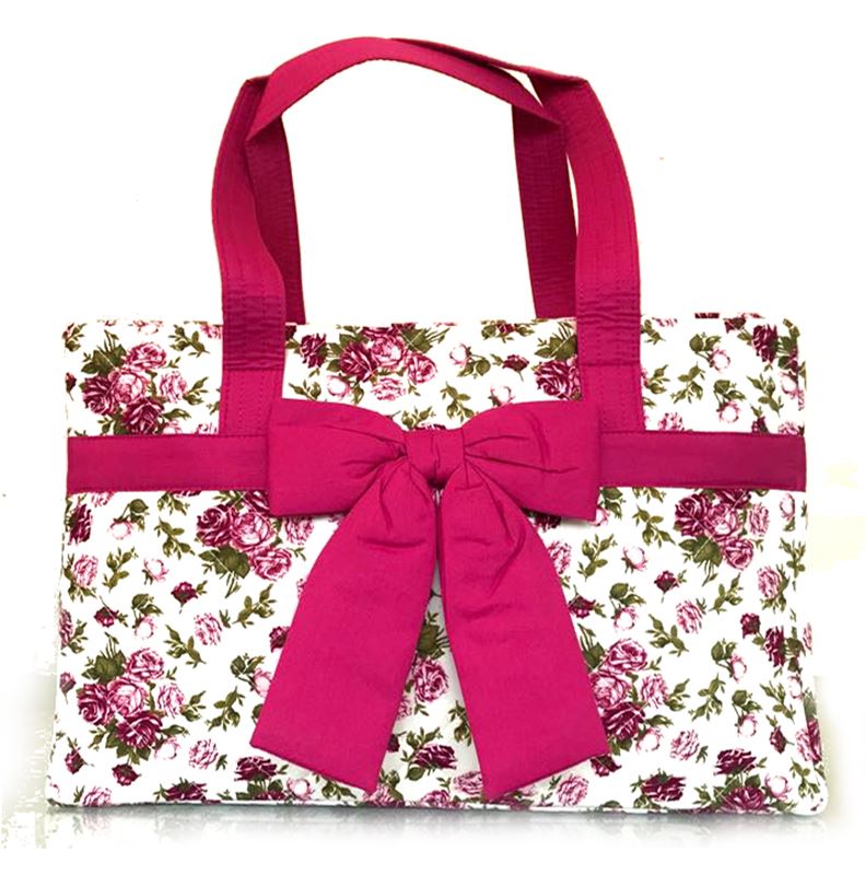 White & Pink Cotton Bag (Pink Roses) - NB-99S-2012