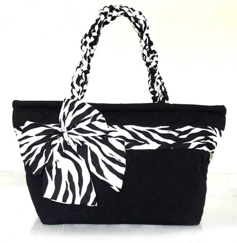 Black Cotton Bag with Black & White Bow - NCNC52F/L-2029