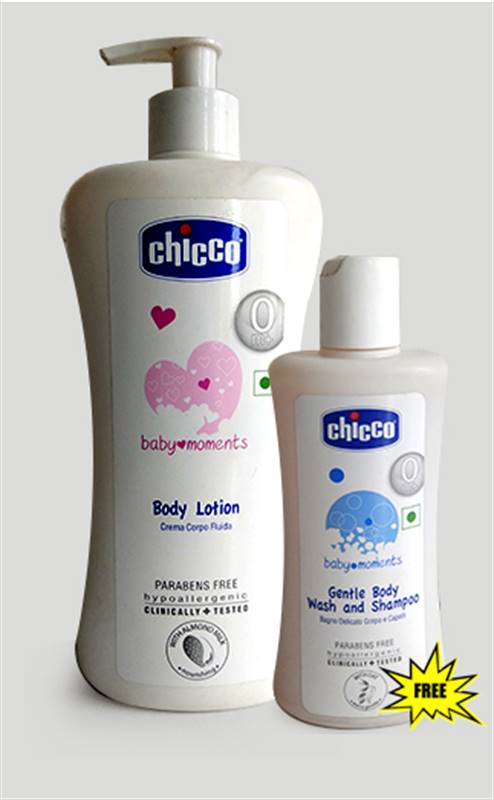 Chicco Body Lotion (500 ml) with Chicco Gentle Body Wash and Shampoo (100 ml Free)