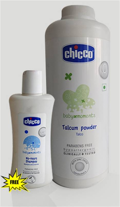 Chicco Talcum Powder (500 gm) with Chicco No-tears Shampoo (100 ml - Free)