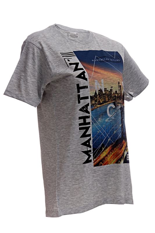 Manhattan Printed Grey T-shirt (Size M)