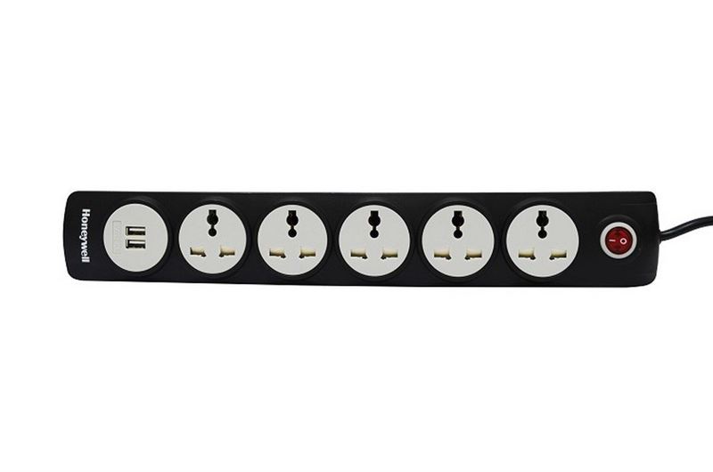 5 Socket +2 USB surge protector with master switch 2M