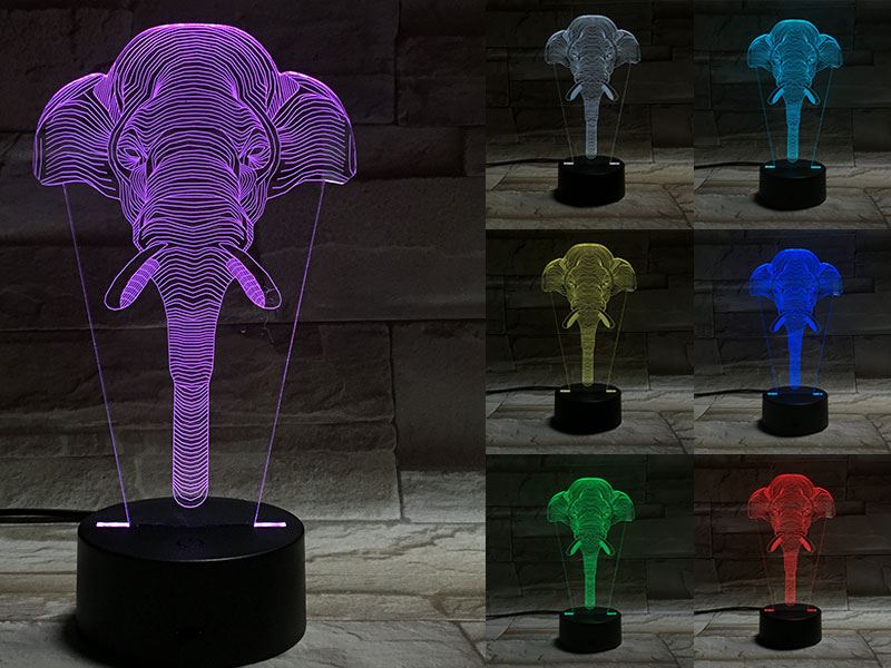 Elephant Head 3D Light