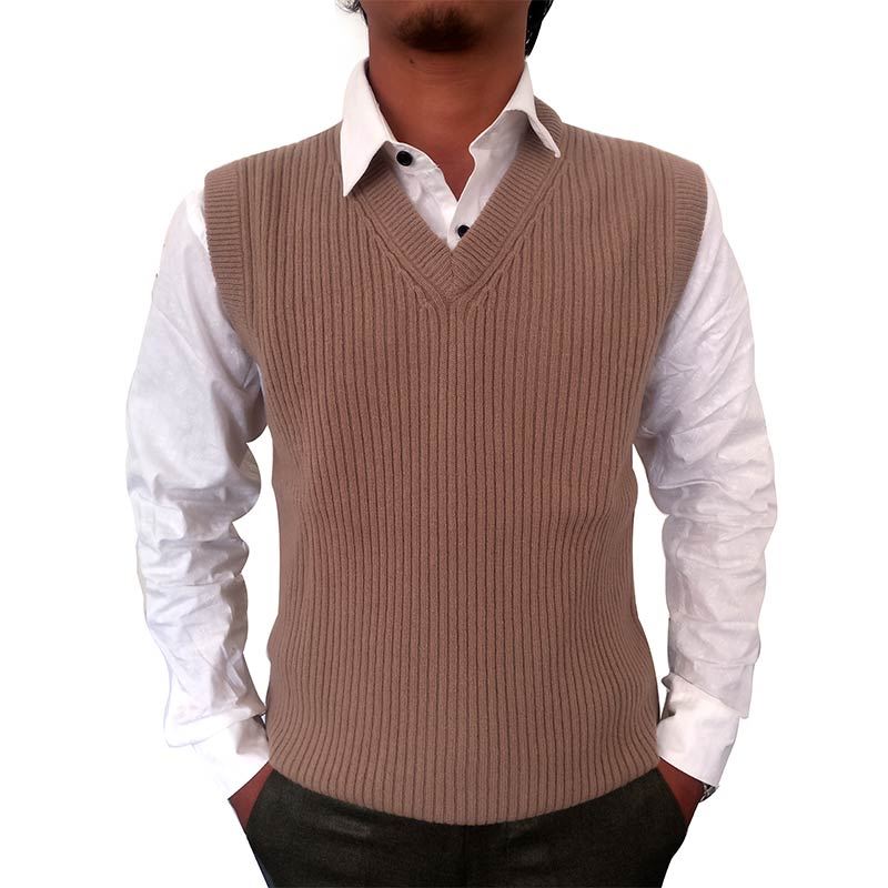 Mens Brown Sleeveless  Sweater Pattern