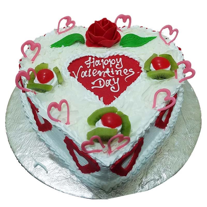 Happy Valentine's Day White Forest Cake (1 Kg) from Chefs Bakery