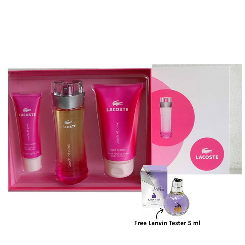Lacoste Touch of Pink Gift Set-2 (Free Lanvin Tester 5ml)