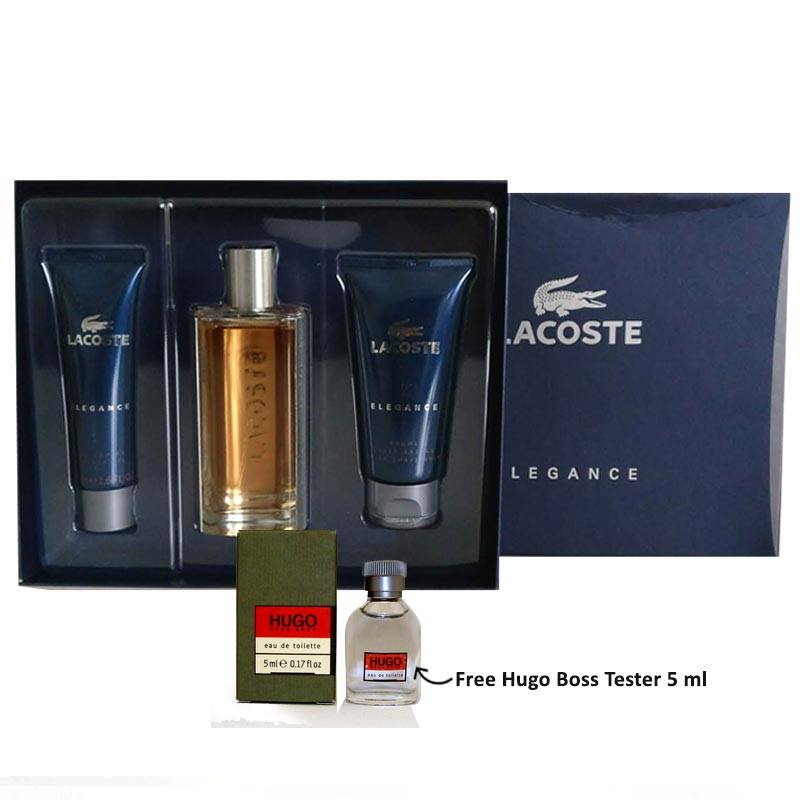 Lacoste Elegance Gift Set for Men - 2 (Free Hugo Boss Tester 5ml)