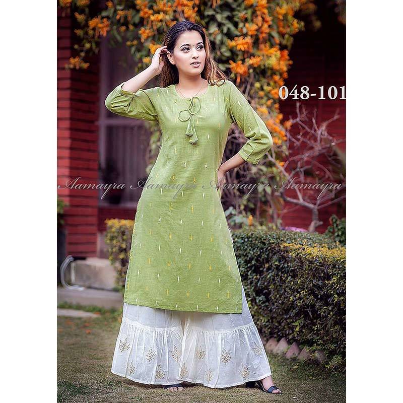 Green Kurti With White Garara Send Gifts And Money To Nepal Online From Www Muncha Com