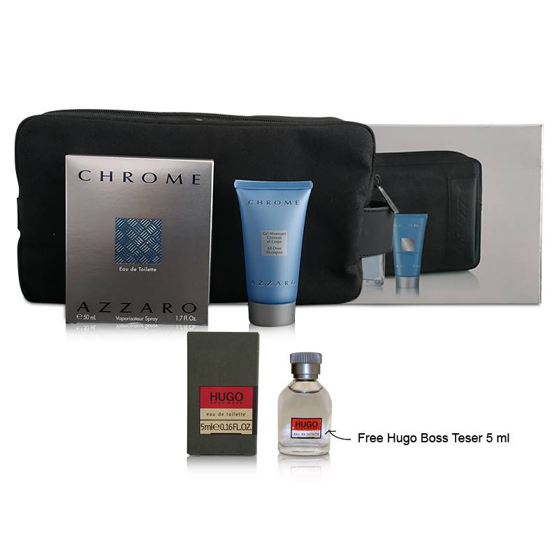 Azzaro Chrome Sport Gift Set For Men &#8211; 2 (Free Hugo Boss Tester 5ml)