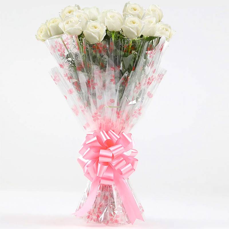 20 White Roses in Cellophane Packing - Send Gifts and Money to Nepal ...