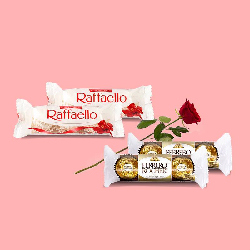 Ferrero Rocher and Rafaello Chocolates with Rose