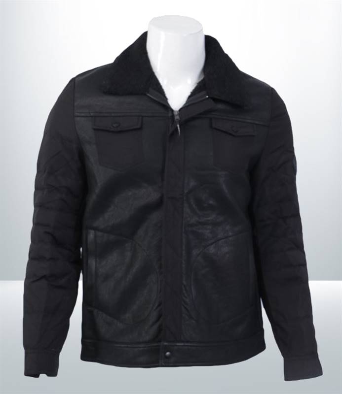 KILOMETER PU Leather Jacket With Inner Fur For Men - KM 8389BLACK