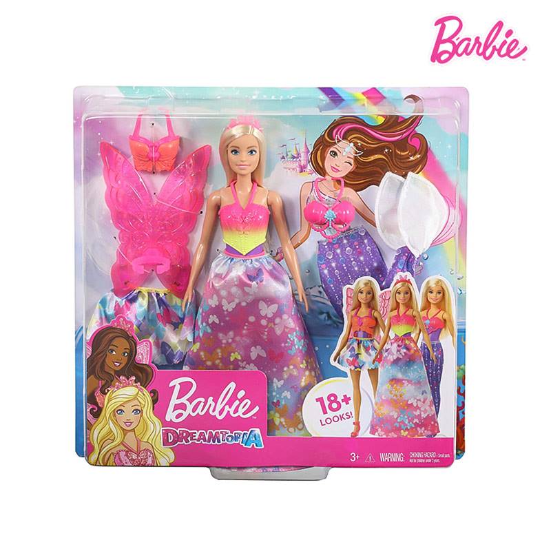 Blonde with 3 Fashions 12.5-inch Barbie Dreamtopia Dress Up Doll Gift Set