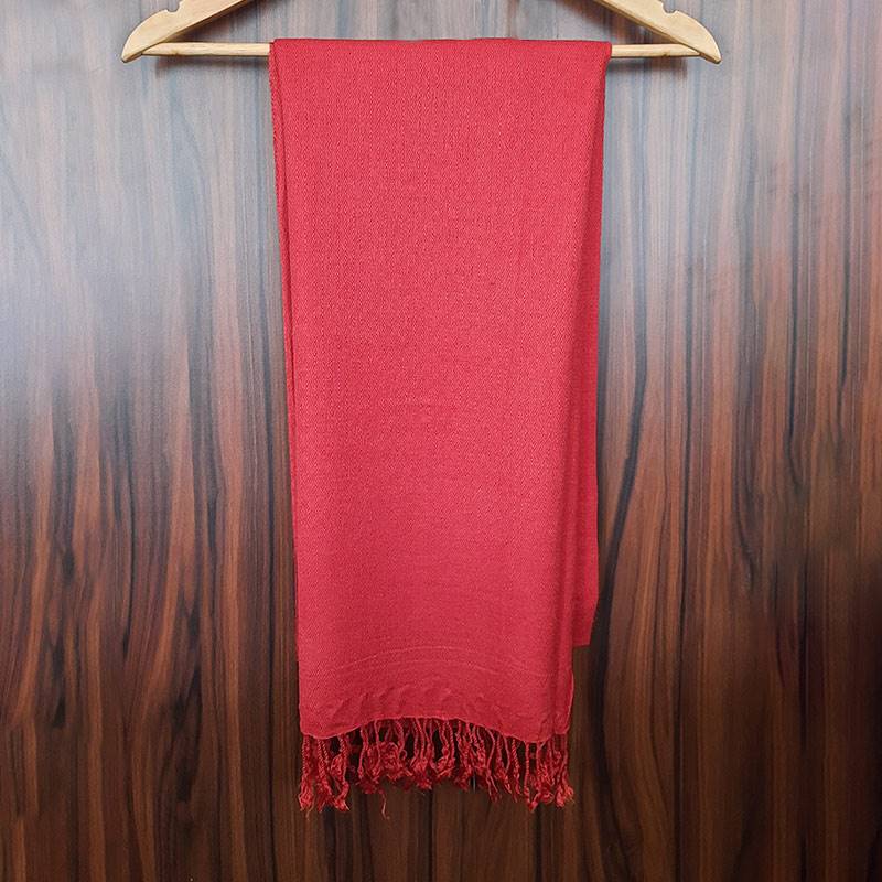 Red Bamboo and Wool Shawl