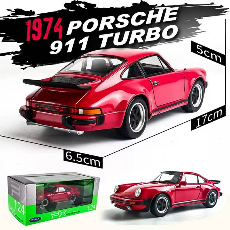 Welly-Porsche-911-Turbo-Red-124-Scale-Die-Cast-Model-Car