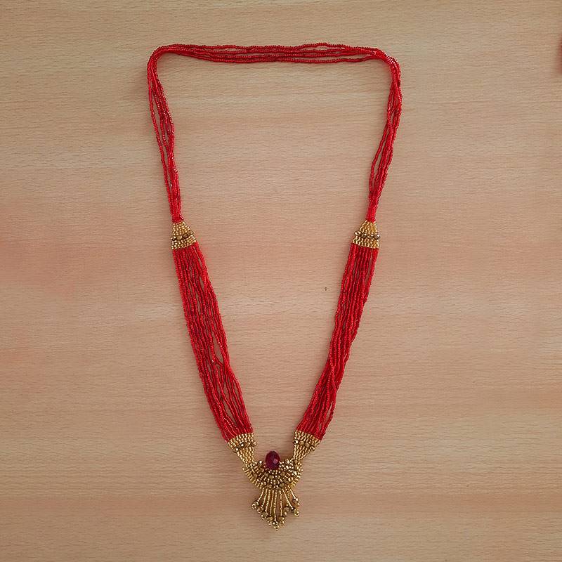 Mangalsutra design in red moti Clearance