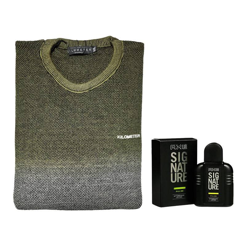 Kilometer Green Gradient Sweater with Axe Aftershave
