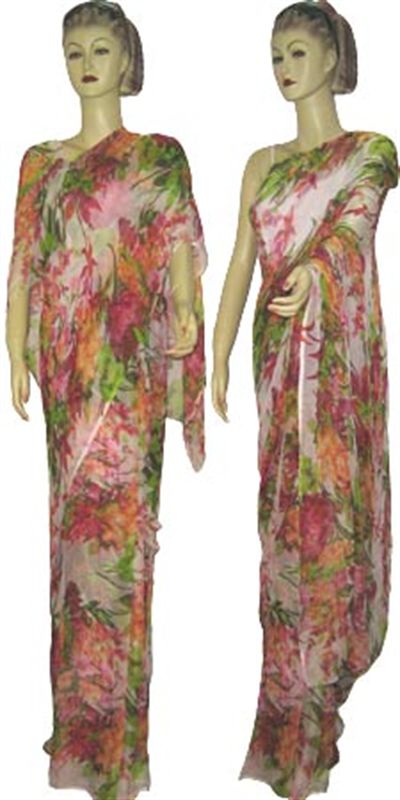 printed french chiffon sarees