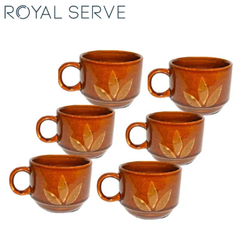 Royal Serve Natural Ceramic Tea Coffee Cups (Set of 6) Send Gifts and