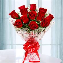 12 Red Roses in Cellophane Packing
