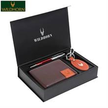 WildHorn Nepal Genuine Leather Wallet, Keyring and Pen (WHPWK2081BROWN3)