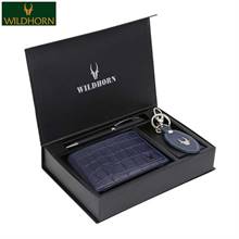 WildHorn Nepal Genuine Leather Wallet, Keyring and Pen (WHPWK201BLUECROCO2)