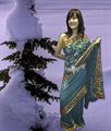 Green georgette saree with embroideries and borders.(royal10)