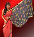Pink printed georgette saree with tremendous highlights on it.(royal11)