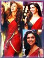 Deepika padukone stylish saree in red .(celeb1)