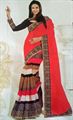 Georjet and  silk saree with extra stripe effects in half half pattern.(n6)
