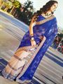 Party wear fancy fabric saree for all with half half pattern.(n20)