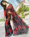 Black georjet saree with patti application for all age group.(n33)