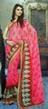 Pink geojet saree with border intrication.(n40)