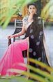Pink and black georjet saree with stones application for parties and gifts.(n119)