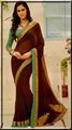 Chocolate color saree with borders in extra look and new concept in georjet.(caln16)