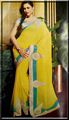 Lemon saree with contrast latest look in georjet for rich personalities.(caln29)
