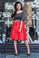 Red Knee Length Skirt(CR0914-SK013)