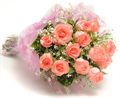 12 PINK ROSES WITH CELLOPHANE PACKING by FNP Flowers