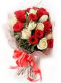 25 ROSES (15 RED AND 10 WHITE) WITH  CELLO PHANE PACKING by FNP Flowers