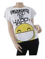White Laugh and Be happy Tshirt (007)