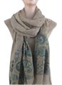Brown Handmade Scarf with Blue, Yellow Print (RG 009) (1)