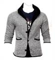 Grey Wool-blend hooded Jacket