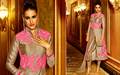 Khaki Salwar Suit With Pink Thread Embroidery