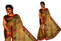 Cotton Saree With Thread Embroidery And Plain Red Border And Red Blouse Piece (16SU097)