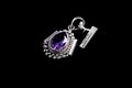 Silver Ovel Shaped Pendant with amethyst