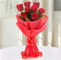 8 Red Roses with Paper Packing by FNP